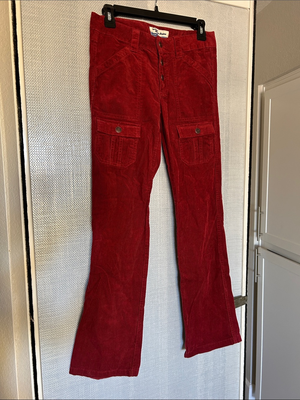 Old Navy Red Corduroy Flare Cargo Pants